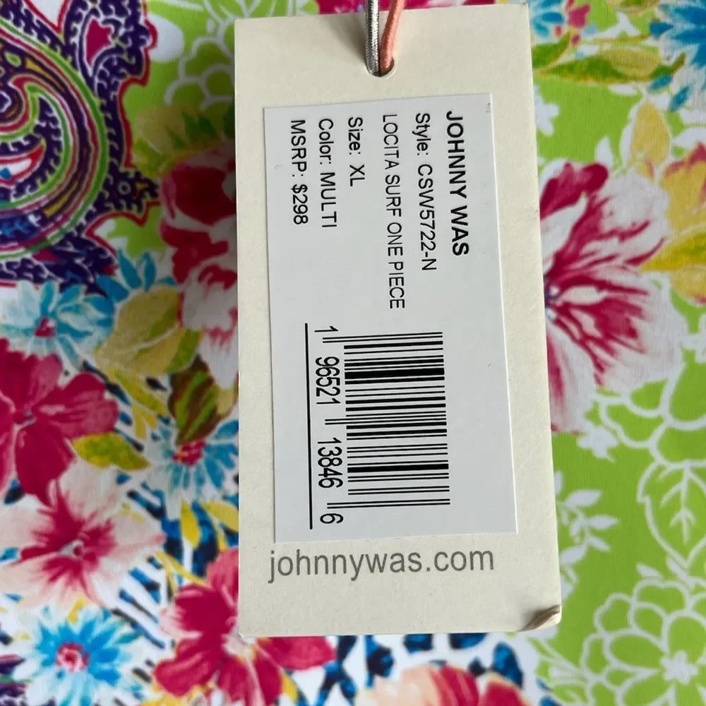 NWT Johnny Was Locita Surf One Piece Neoprene Swimsuit Colorful Patchwork